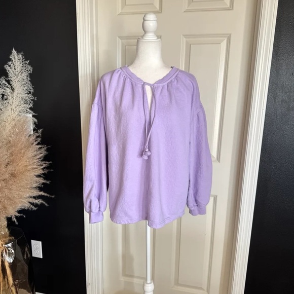 Aerie Easy Street Sweatshirt Lavender V-Neck Oversized Size Small - Picture 6 of 12